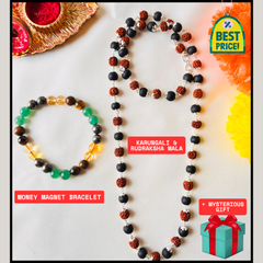 🌿 Divya Raksha Karungali & Rudraksha Kavach Mala + Choice of Bracelet Combo (Lab-Certified) + Free Gift 🎁