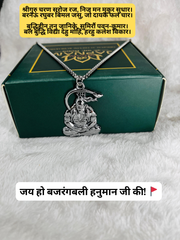 Meditation Hanuman Ji Silver Pendant With Chain + 5 Mukhi Rudraksha Bracelet Combo + 🎁 Surprise Gift