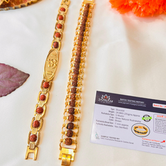 ✨ Elegant Om Rudraksha Bracelet + Modern Rudraksha Bracelet – Combo (Lab-Certified) + 🎁 Mysterious Gift