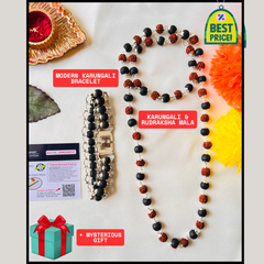 🌿 Divya Raksha Karungali & Rudraksha Kavach Mala + Choice of Bracelet Combo (Lab-Certified) + Free Gift 🎁