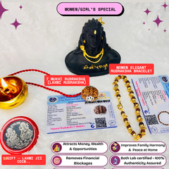 (1 +1+Gift) 7 Mukhi Rudraksha + Modern 5 Mukhi Rudraksha Bracelet (Lab Certified) - Combo with Gift 🎁 Laxmi Silver Plated Coin