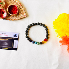 🌈 7 Chakra Pyrite Bracelet + 🎁 Gift (Laxmi Ji Silver-Plated Coin) – Certified