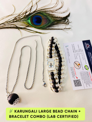 šæ Karungali Large Bead Chain + Bracelet Combo (Lab Certified) ā Crafted from Authentic Ebony Wood š + š Free Laxmi Silver Plated Coin! š¤āØ