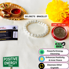 ✨ Selenite Bracelet + 🪙 Gift (Laxmi Ji Silver-Plated Coin)