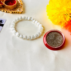✨ Selenite Bracelet + 🪙 Gift (Laxmi Ji Silver-Plated Coin)