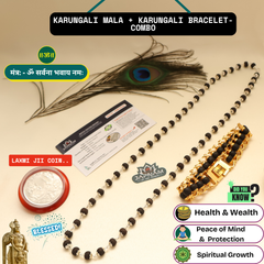 šæ Silver-Plated Eternal Karungali Mala + bracelet combo (Lab certified) ā Crafted from Authentic Ebony Wood š + š Free Laxmi Silver Plated Coin! š¤āØ