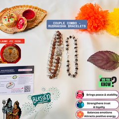 (1 +1+Gift) Golden Couple Rudraksha Designer Bracelets (5 Mukhi) - Elegant Combo with a Gift 🎁 Laxmi Silver Plated Coin💫