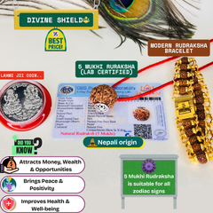 Divine Shield: 5 Mukhi Rudraksha (Lab Certified - Nepali origin) + FREE Modern Rudraksha Bracelet for Peace, Power & Protection! 🔱 + Mysterious🎁Gift