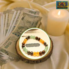 Money Magnet Fusion Band – Harness Prosperity with Pyrite, Tiger Eye, Citrine & Aventurine ✨💰+ Gift 🎁 Laxmi Silver Plated Coin