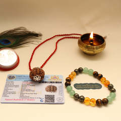 7 Mukhi Rudraksha (Lab certified) + Money Magnet Bracelet – Unlock Wealth & Prosperity ✨💰+ Gift 🎁 Laxmi Silver Plated Coin