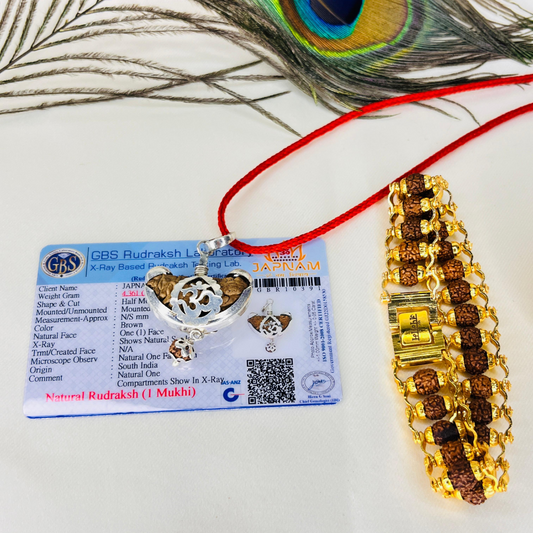 1 Mukhi Rudraksha With Lab Certified - Original + Free (Modern 5 Mukhi Rudraksha Bracelet) + Mysterious🎁Gift