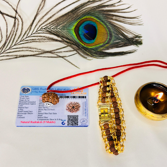 9 Mukhi Rudraksha (Lab certified - Nepali origin) + FREE (Modern Rudraksha Bracelet) + Mysterious 🎁 Gift!