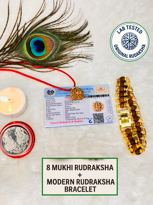 8 Mukhi Rudraksha (Lab certified - Nepali origin) + FREE Modern Rudraksha Bracelet + Mysterious 🎁 Gift