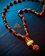 Golden Plated Mahadev Trisul Rudraksha Mala + Mysterious🎁Gift