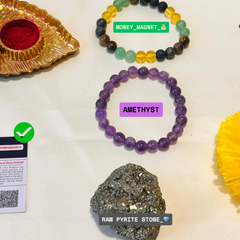 3-in-1 Divine Kit || ✨ Money Magnet Bracelet + Choice of Crystal Bracelet + Natural Raw Pyrite Stone (80–120 GM Cluster) – Certified Prosperity Combo