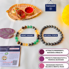 Money Magnet Bracelet + Natural Pyrite Bracelet Combo (Certified) + 🎁 Mysterious Gift