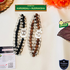🌿 Divine Duo: Karungali + Rudraksha (5 Mukhi) Modern Bracelets Combo (Lab-Certified) 🔱✨