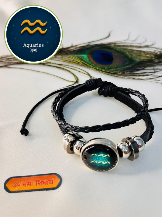 🪐Zodiac Leather Bracelet – Personalised Style & Celestial Energy🌌