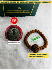 7 Mukhi Divine Rudraksha Bracelet - Original (Lab tested) + 𝐅𝐫𝐞𝐞 🎁 Laxmi Ganesha Silver Plated Coin