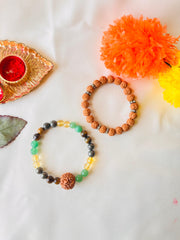 ✨ Authentic - (7 mukhi Money Magnet + Rudraksha) Bracelet Combo – 🎁 Free Gift Inside!