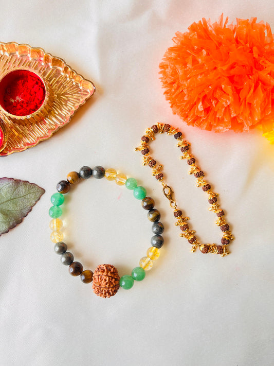 ✨ Authentic - (7 mukhi Money Magnet + Rudraksha) Bracelet Combo – 🎁 Free Gift Inside!