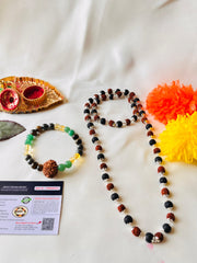 🌿 Divya Raksha Karungali & Rudraksha Kavach Mala + Choice of Bracelet Combo (Lab-Certified) + Free Gift 🎁