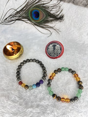 Money Magnet Fusion Band + 7 Chakra Pyrite Bracelet Combo – Amplify Wealth & Balance ✨💰+ Gift 🎁 Laxmi Silver Plated Coin