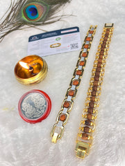 Divine Elegance Combo – Modern Rudraksha Bracelet & Dual-Tone Luxury Bracelet (Lab Tested) + Mystery Gift! 🎁