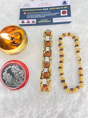 (1 +1+Gift) Golden Couple Rudraksha Designer Bracelets (5 Mukhi) - Elegant Combo with a Gift 🎁 Laxmi Silver Plated Coin💫