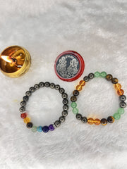 Money Magnet Fusion Band + 7 Chakra Pyrite Bracelet Combo – Amplify Wealth & Balance ✨💰+ Gift 🎁 Laxmi Silver Plated Coin