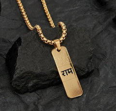 Shree Ram Gold Plated Dotted Pendant with chain Set + Mysterious🎁Gift
