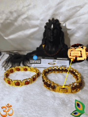 ⨠Modern Rudraksha Bracelet + Golden Elegant 5 Mukhi Bracelet Combo (Lab Tested) + Exclusive Mysterious š Gift