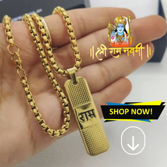 Shree Ram Gold Plated Dotted Pendant with chain Set + Mysterious🎁Gift