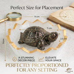 [Certified]- Natural Pyrite Tortoise (Kachhua) with Natural Selenite Charging Bowl