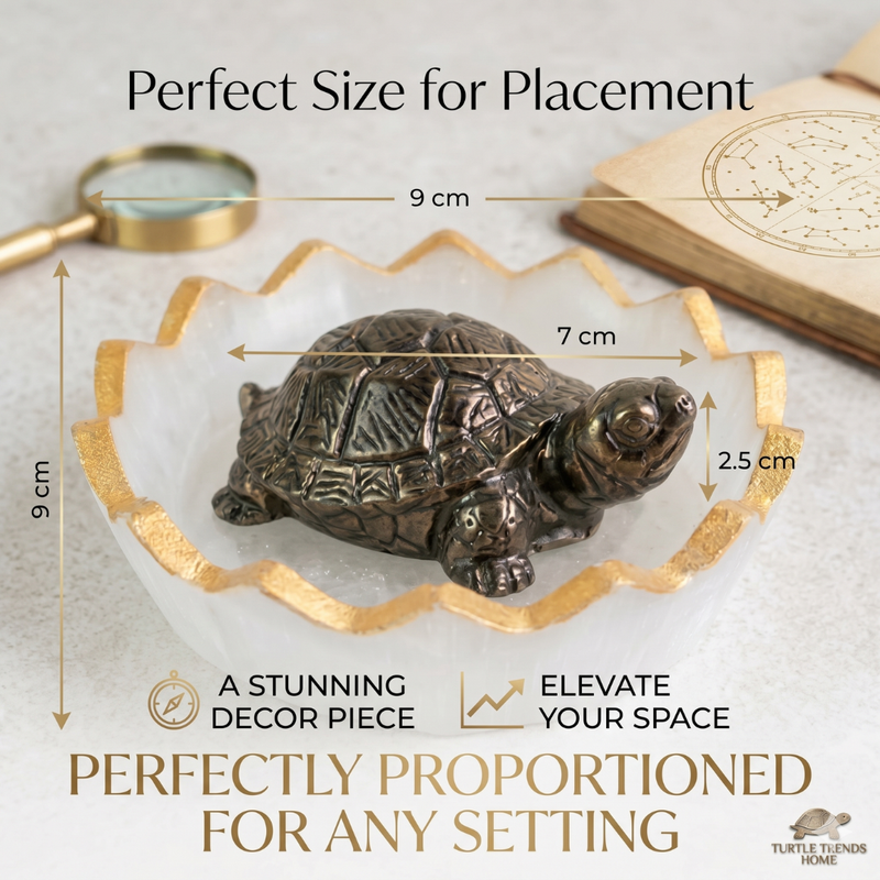 [Certified]- Natural Pyrite Tortoise (Kachhua) with Natural Selenite Charging Bowl