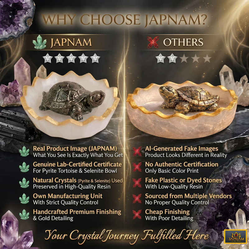 [Certified]- Natural Pyrite Tortoise (Kachhua) with Natural Selenite Charging Bowl