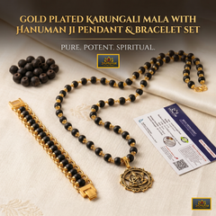 🌿 Karungali Mala with 🔱 Hanuman Ji Pendant & Karungali Bracelet