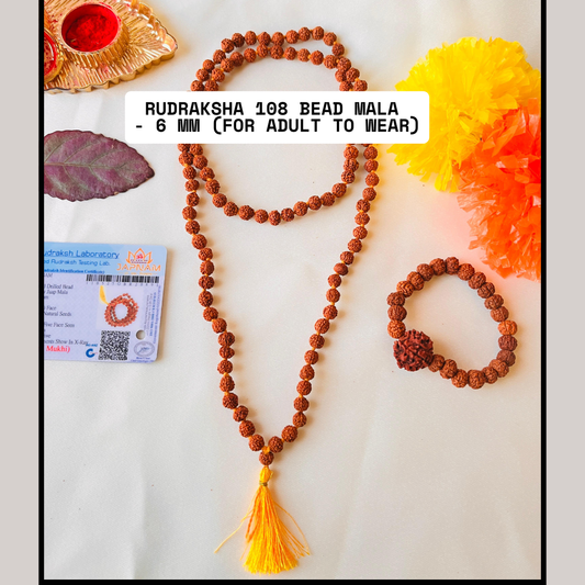 Original 5 Mukhi Rudraksha Jaap Mala 108 Beads (Lab tested) – Unlock Divine Energy! + Free Rudraksha Bracelet & Mysterious Gift!✨