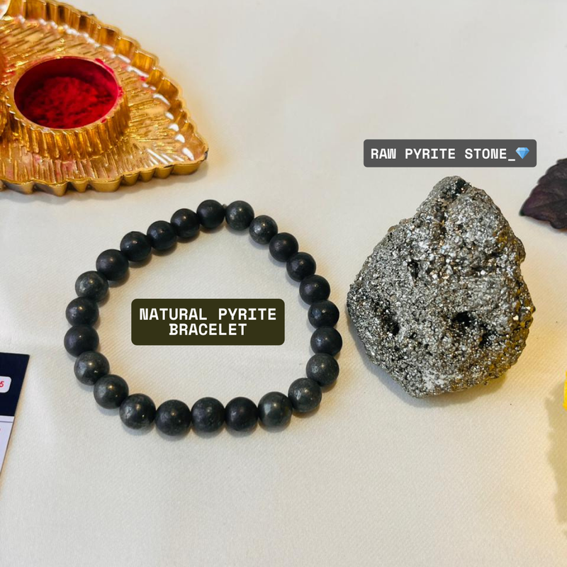 💎 Raw Natural Pyrite Stone Cluster (70–100 GM) + Choice of Bracelet (Money Magnet OR Natural Pyrite) – Lab Certified