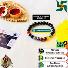 🌟 Super 9 Chakra Bracelet + 🪙 Gift (Laxmi Ji Silver-Plated Coin)