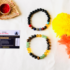 Money Magnet + Super 9 Chakra - Bracelet Lab certified Combo + 🪙 Gift (Laxmi Ji Silver-Plated Coin) – Wealth, Balance & Divine Blessings