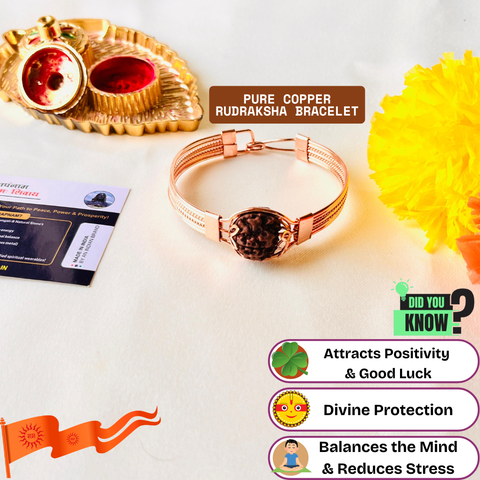 🔱 Pure Copper Rudraksha Bracelet + 🪙 Gift (Laxmi Ji Silver-Plated Coin) – Divine Energy & Healing Combo