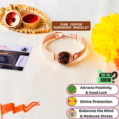 🔱 Pure Copper Rudraksha Bracelet + 🪙 Gift (Laxmi Ji Silver-Plated Coin) – Divine Energy & Healing Combo