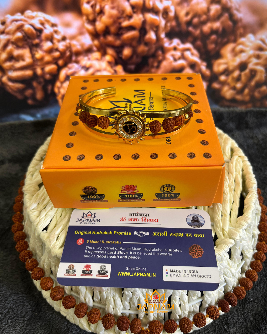 Gold plated Om Sun Rudraksha Bracelet For Men And Women + Mysterious🎁Gift