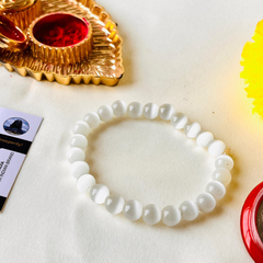 ✨ Selenite Bracelet + 🪙 Gift (Laxmi Ji Silver-Plated Coin)