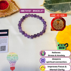 💜 Amethyst Bracelet + 🪙 Gift (Laxmi Ji Silver-Plated Coin)