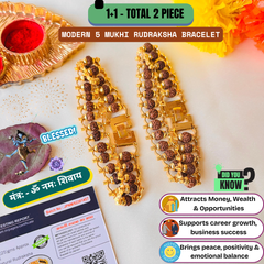 (1 +1+Gift) Original Natural Rudraksha Bracelet (5 Mukhi) - (Lab Tested) + Free 🎁Mysterious Gift