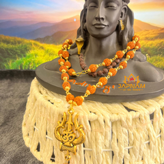 Trishul Om Rudraksha Mala & Elegant Bracelet Set [Lab Certified] + 🎁 FREE Laxmi Ji Silver Plated Coin