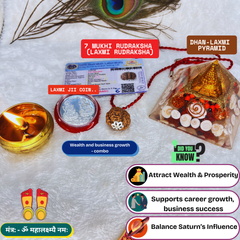 7 Mukhi Rudraksha With Lab Certified - Original +  Dhan Laxmi Pyramid Combo + 𝐅𝐫𝐞𝐞 🎁 Laxmi Ganesha Silver Plated Coin