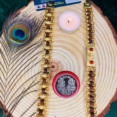 ✨ (Golden Harmony + Modern) Rudraksha Bracelet (5 Mukhi) 📿 (Lab Tested) + 🎁 Free Laxmi Silver Plated Coin!